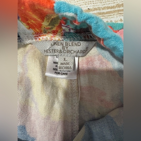 Hester & Orchard linen blend floral shorts size large pull on vacation summer - Picture 5 of 8